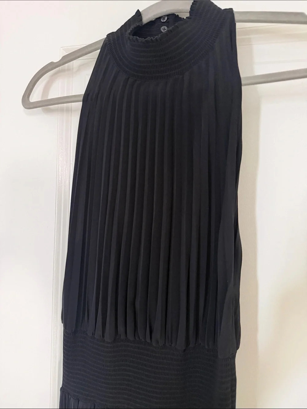 A.L.C Black Pleated High-Neck Midi Dress, US2 - Picture 2 of 5
